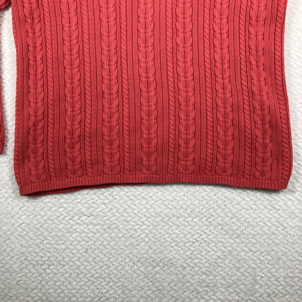 Vtg Talbots Pink Cable Knit Sweater Cardigan Button Up Women's Size M - Picture 9 of 13